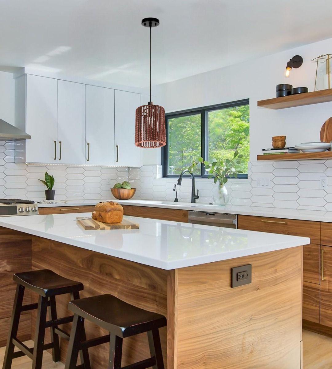 Lámpara Colgante Natural Bohemia Tejida Decorativa Jhn-6