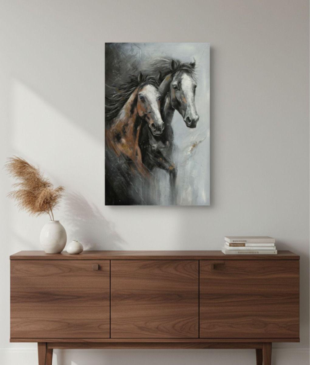 Cuadro Decorativo Adorno Caballos Decoración Pared Jhn-8