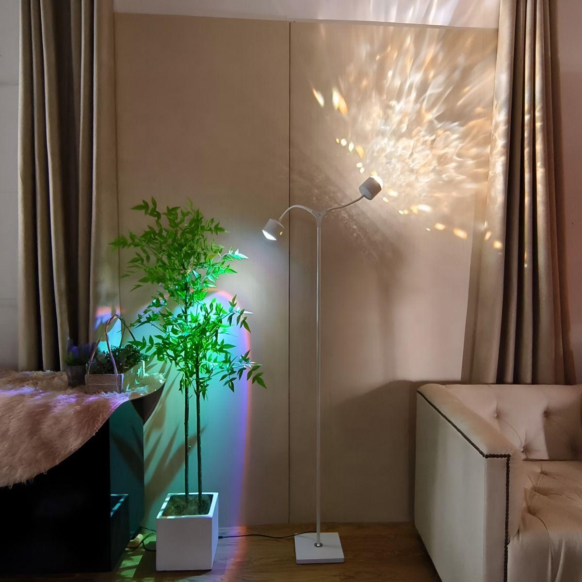 Lámpara Pie Ajustable LED Ondas dinámicas Doble cabezal-4