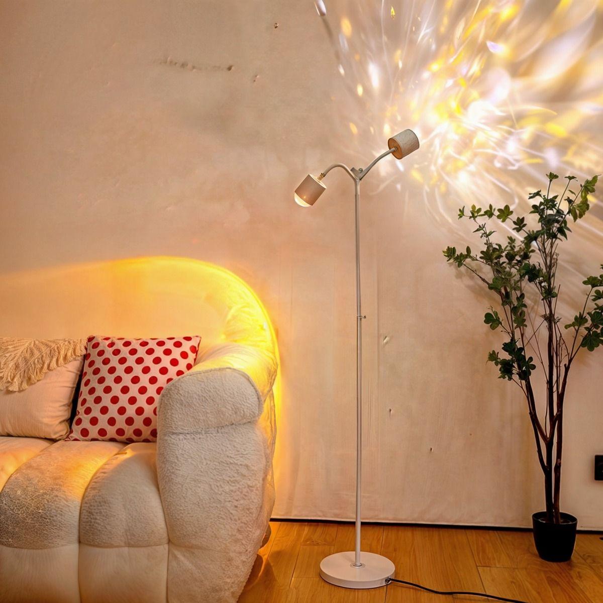 Lámpara Pie Ajustable LED Ondas dinámicas Doble cabezal-5