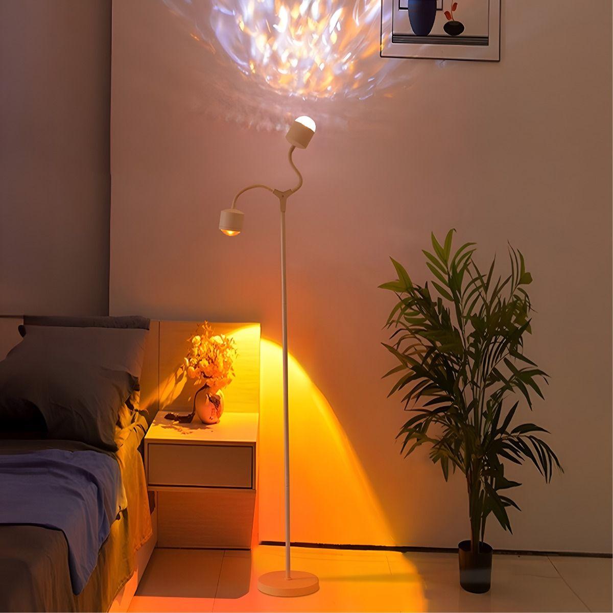 Lámpara Pie Ajustable LED Ondas dinámicas Doble cabezal-9