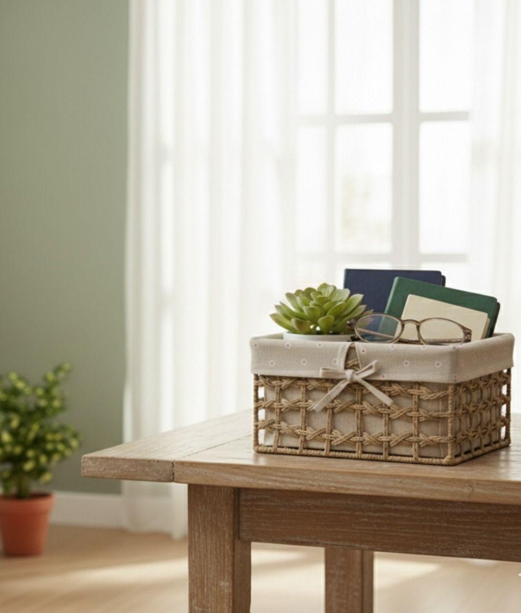 Canasto Decorativo Cesto Organizador Rústico Natural Jhn-5