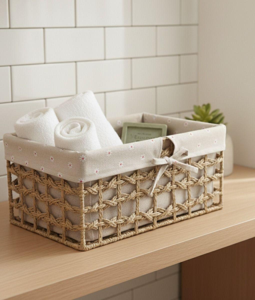 Canasto Decorativo Cesto Organizador Rústico Natural Jhn-9