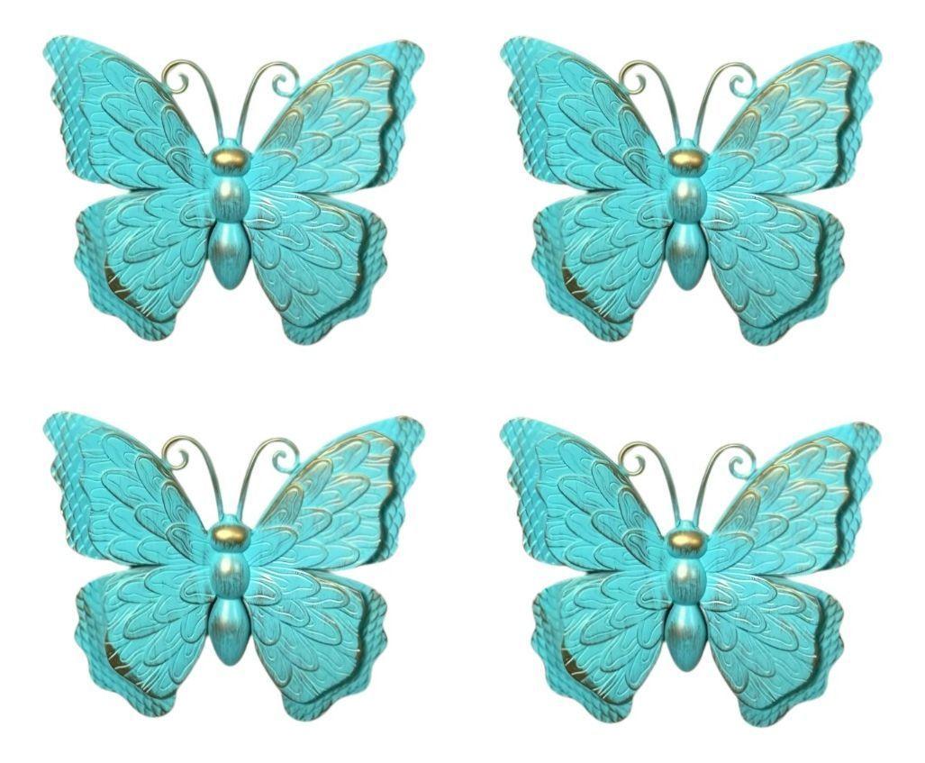 Set Decoración Pared Mariposa 3D Arte Estatua Turquesa Jhn-2