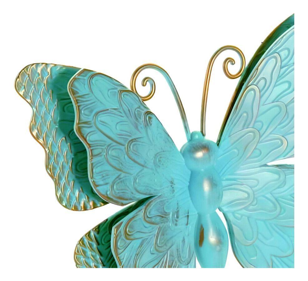 Set Decoración Pared Mariposa 3D Arte Estatua Turquesa Jhn-3