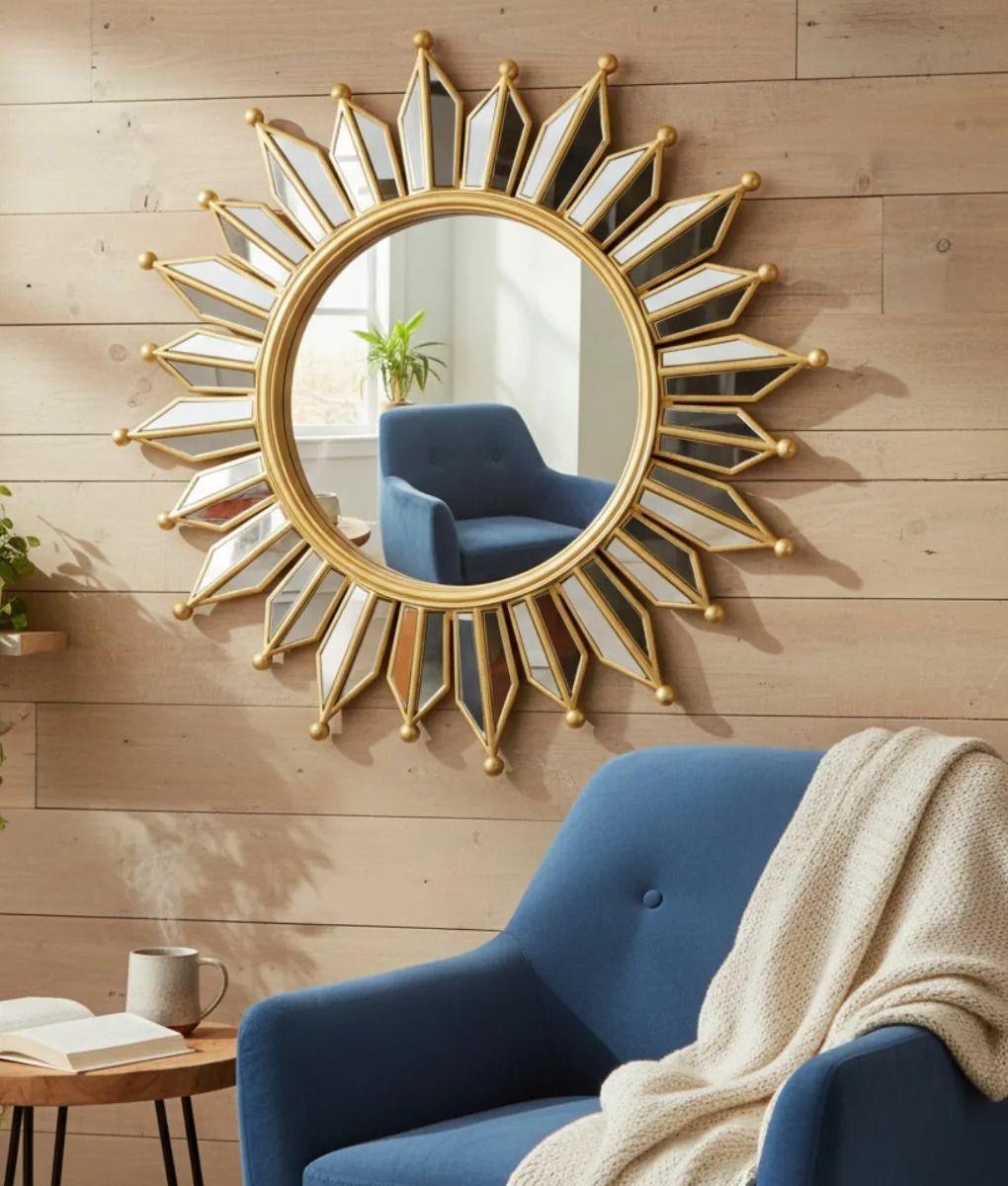 Espejo Decorativo Pared Rayos Sol Resistente Moderno Jhn-6