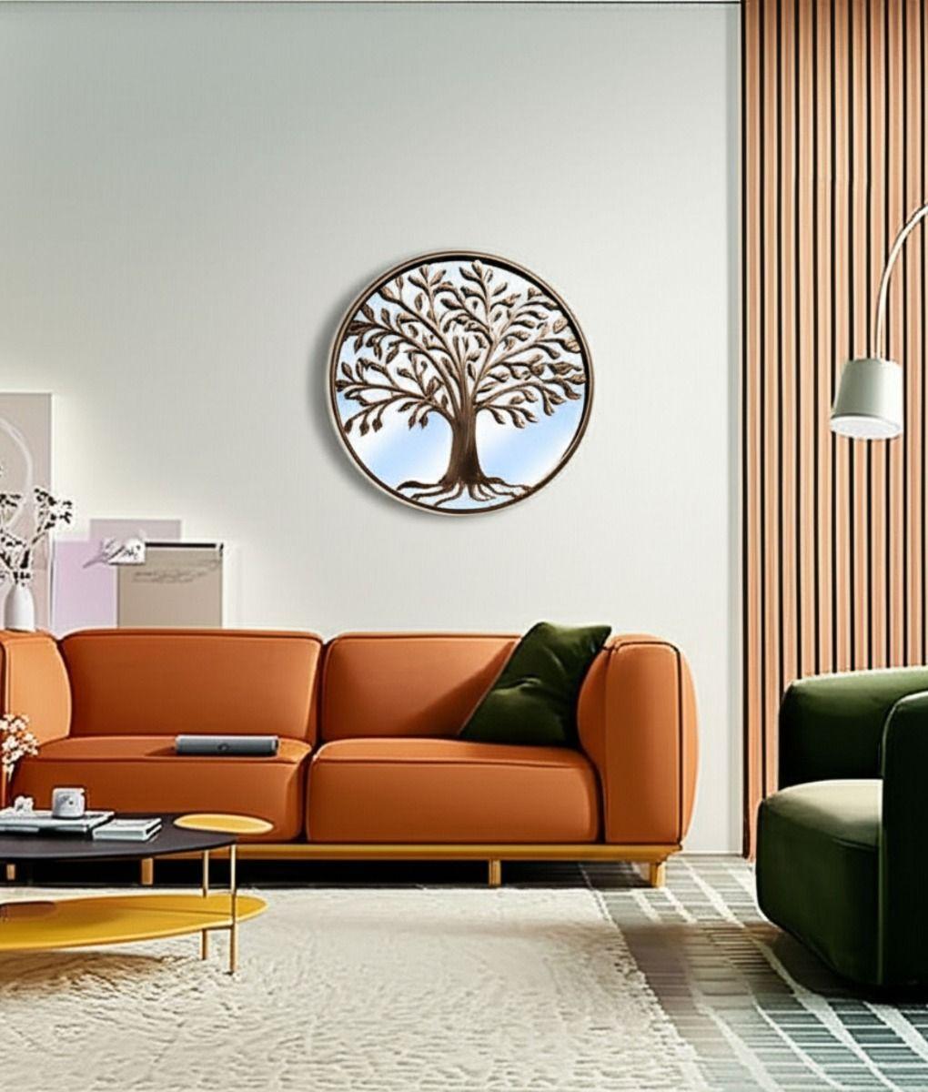 Espejo Decorativo Redondo Arbol Envejecido Pared Jhn-4