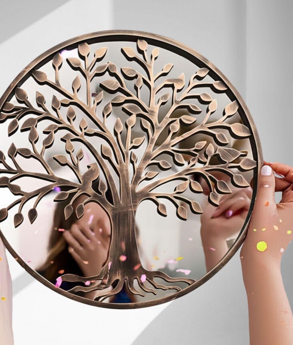 Espejo Decorativo Redondo Arbol Envejecido Pared Jhn-5