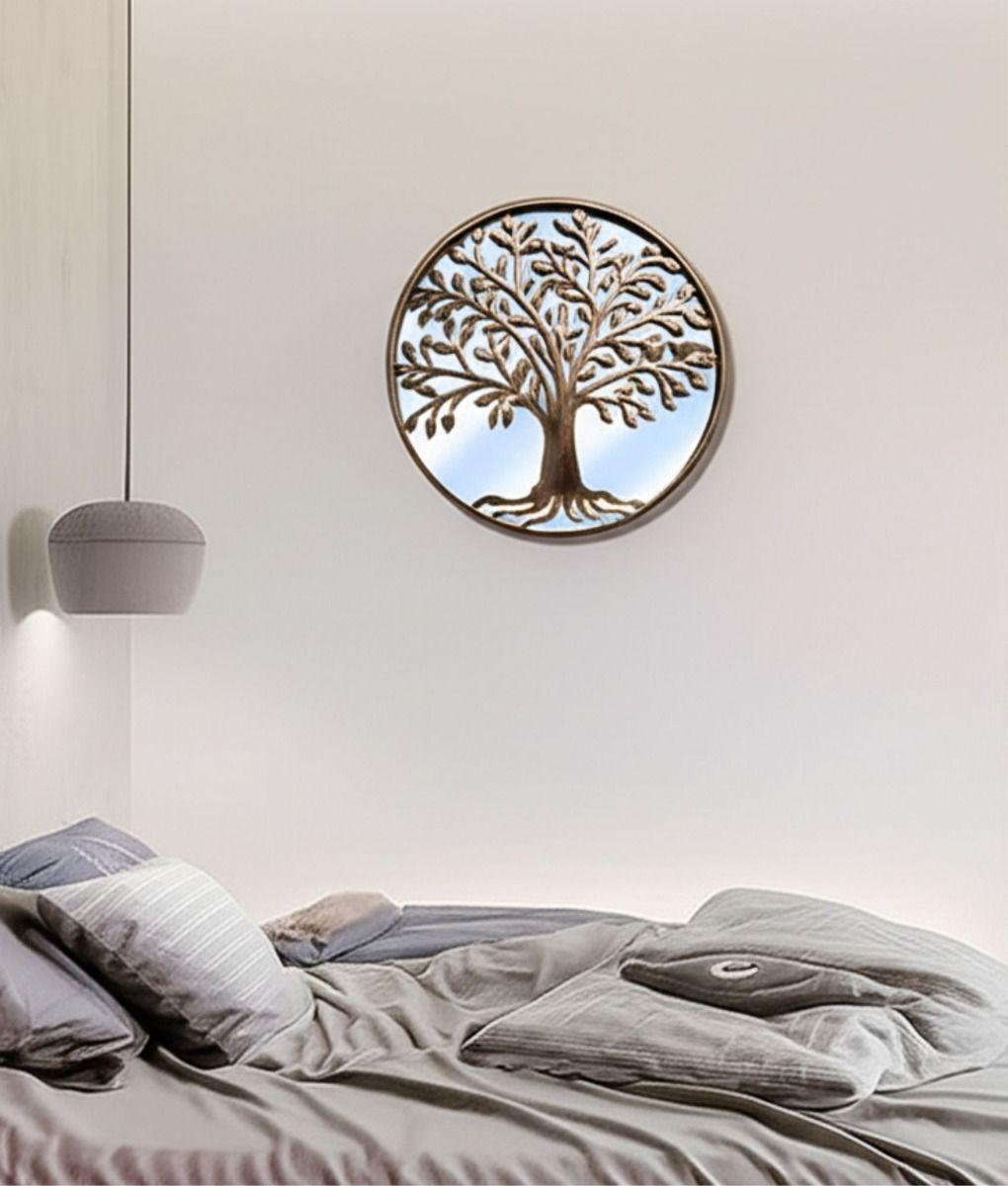 Espejo Decorativo Redondo Arbol Envejecido Pared Jhn-6