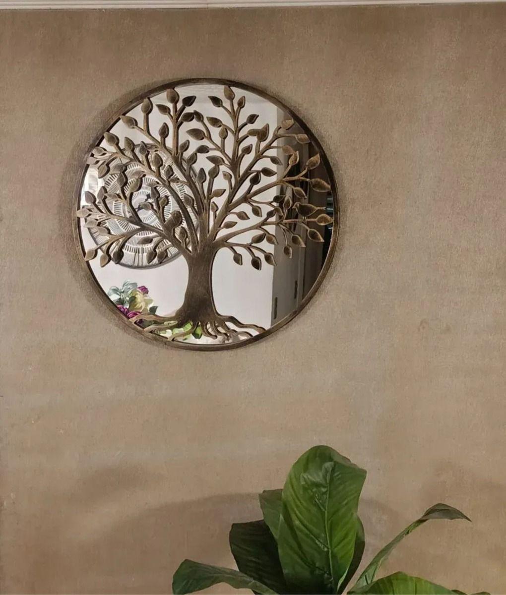Espejo Decorativo Redondo Arbol Envejecido Pared Jhn-8