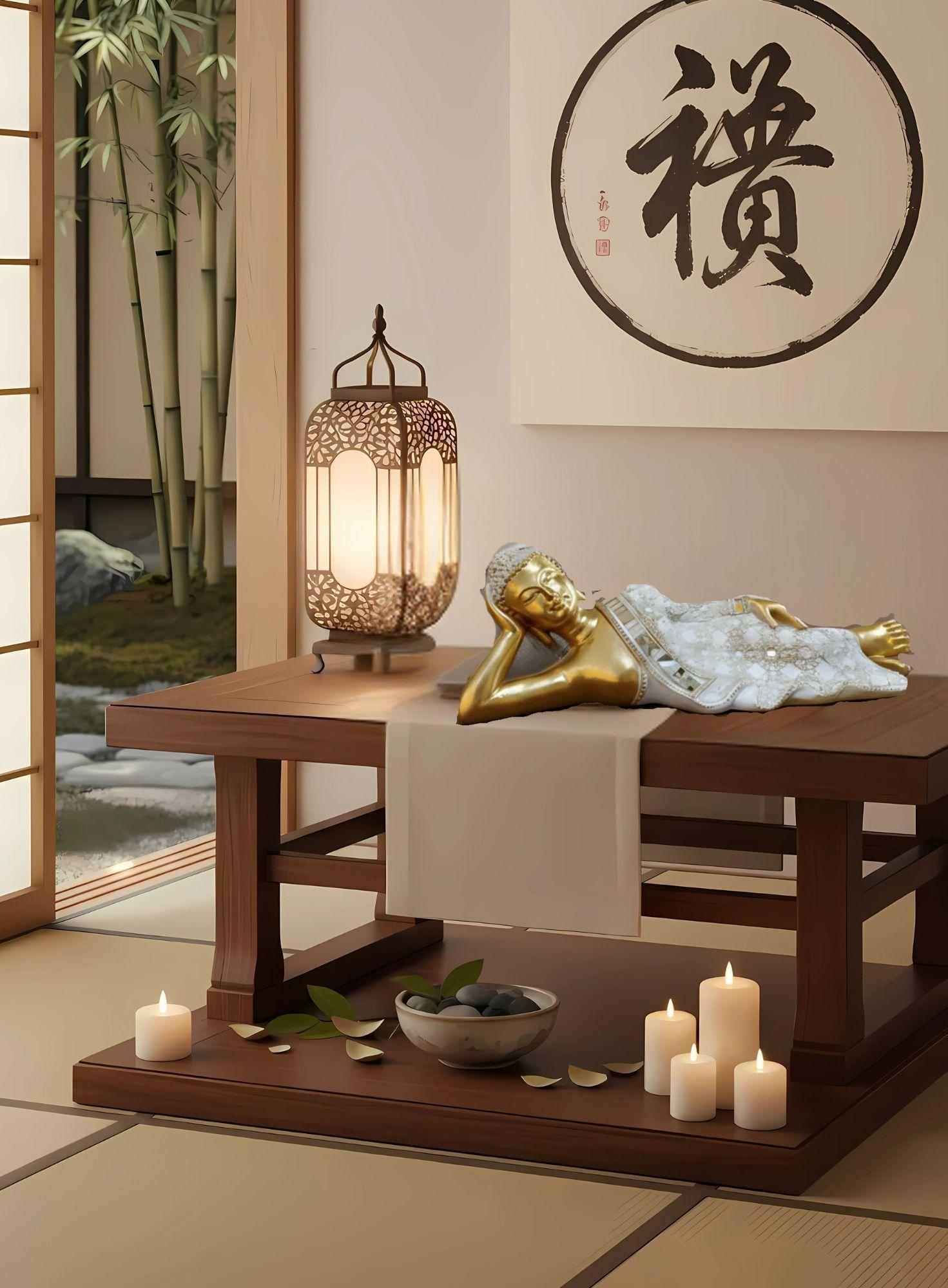Figura Decorativa Estatua Buda Acostado Meditación Jhn-6