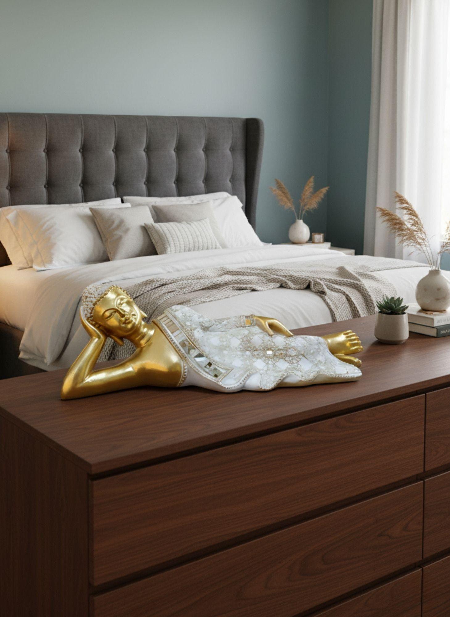 Figura Decorativa Estatua Buda Acostado Meditación Jhn-7