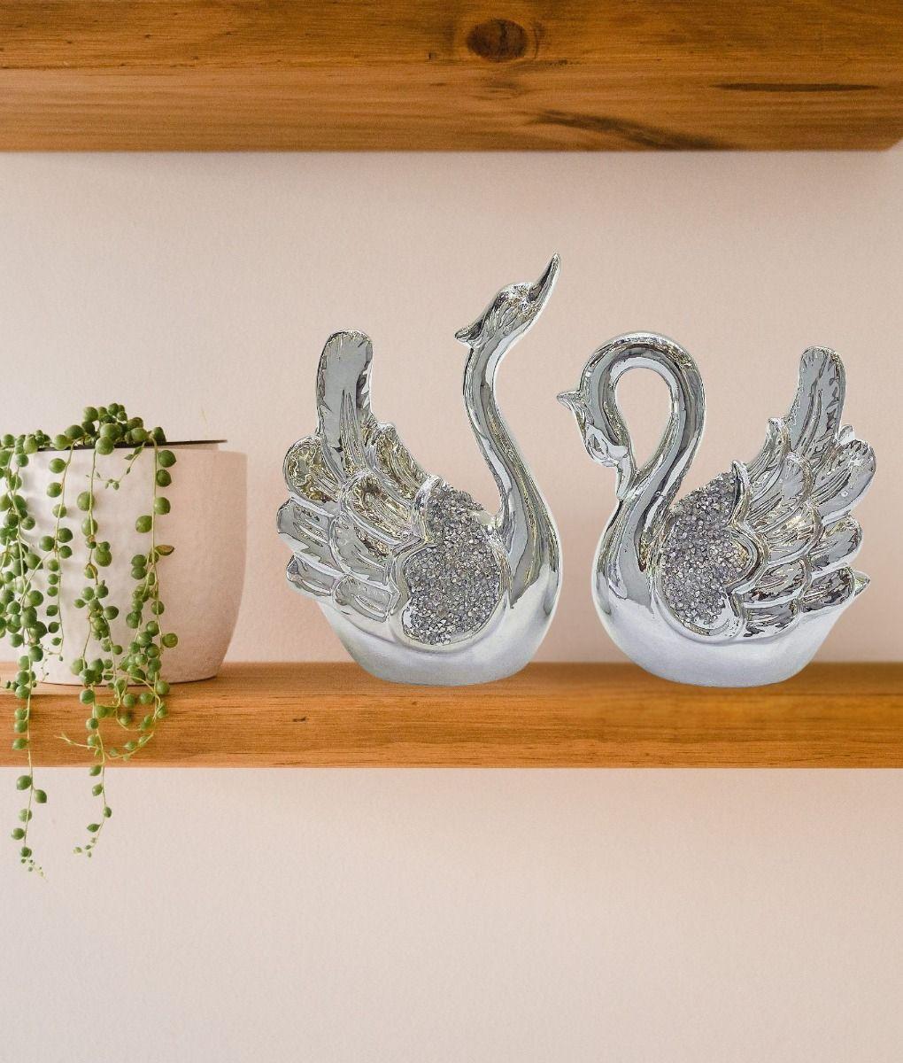 Set 2 Estatua Decorativa Cisne Adorno Figura Moderna Jhn-8