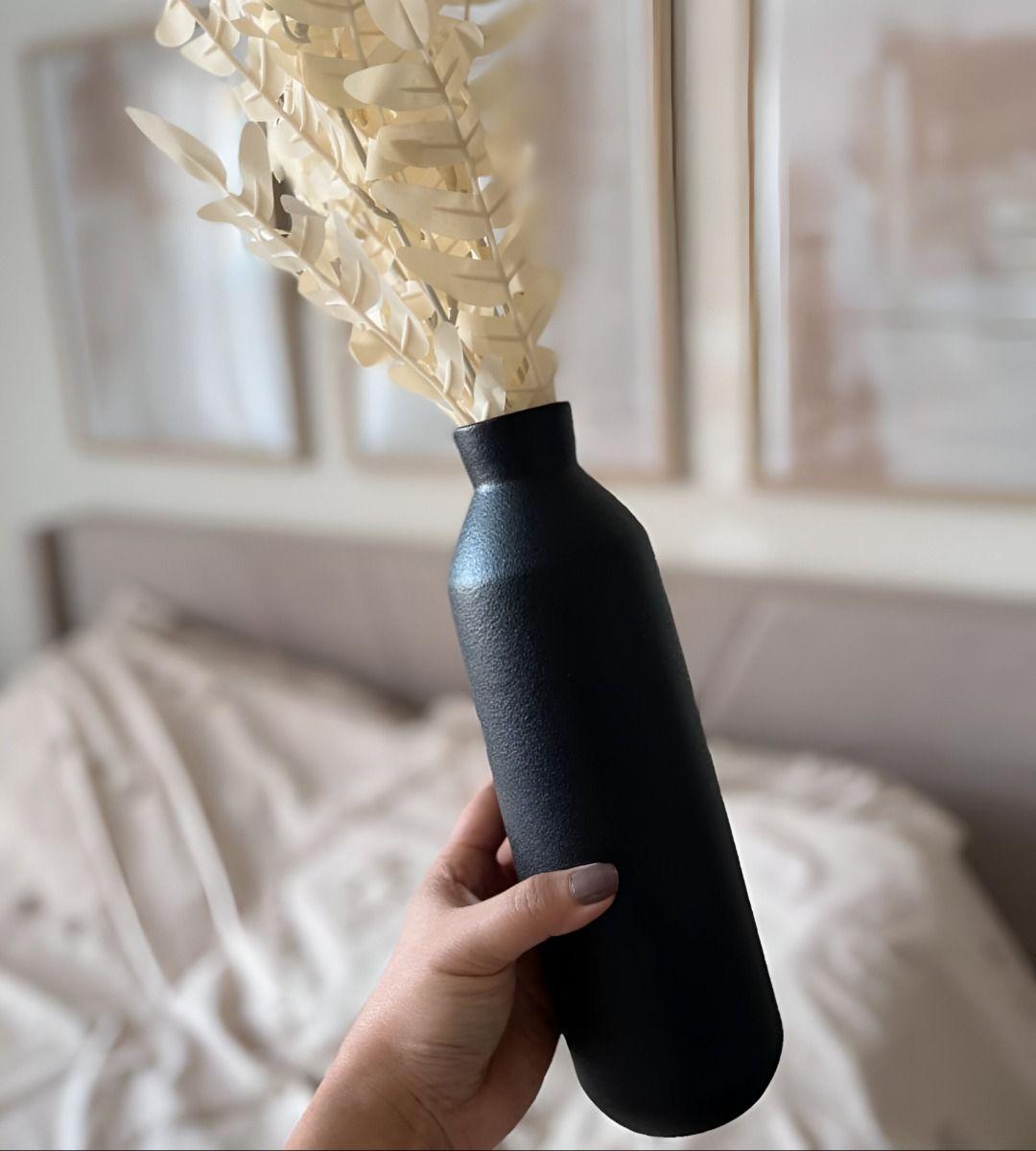 Florero Decorativo Jarrón Cerámica Alto Mesa Negro Jhn-2