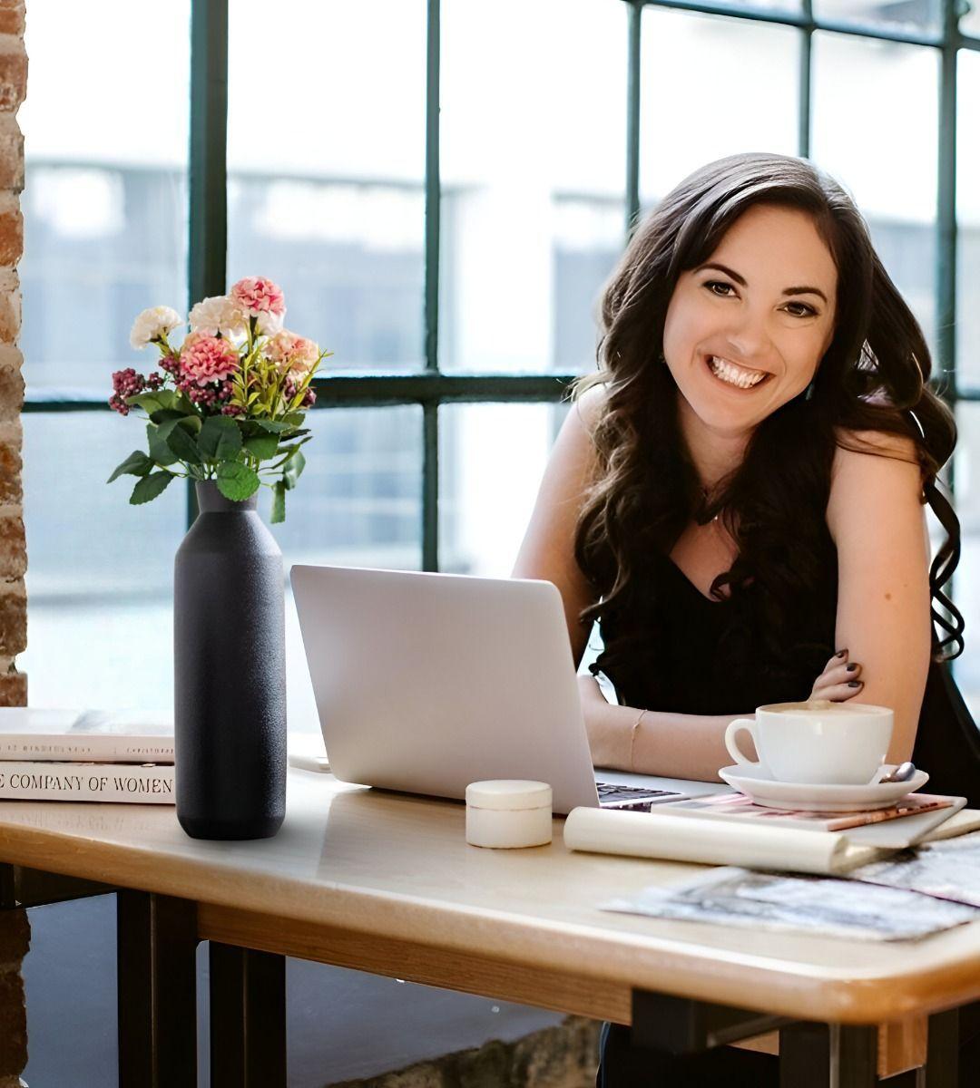 Florero Decorativo Jarrón Cerámica Alto Mesa Negro Jhn-5