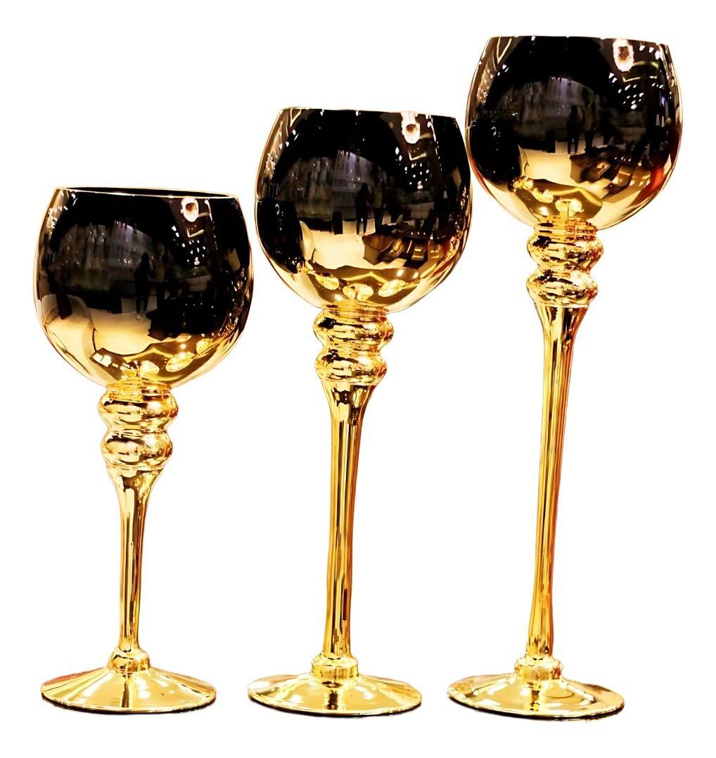 Juego 3 Portavelas Decorativo Candelabro Moderno Copas Jhn-0