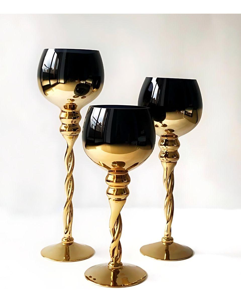 Juego 3 Portavelas Decorativo Candelabro Moderno Copas Jhn-1