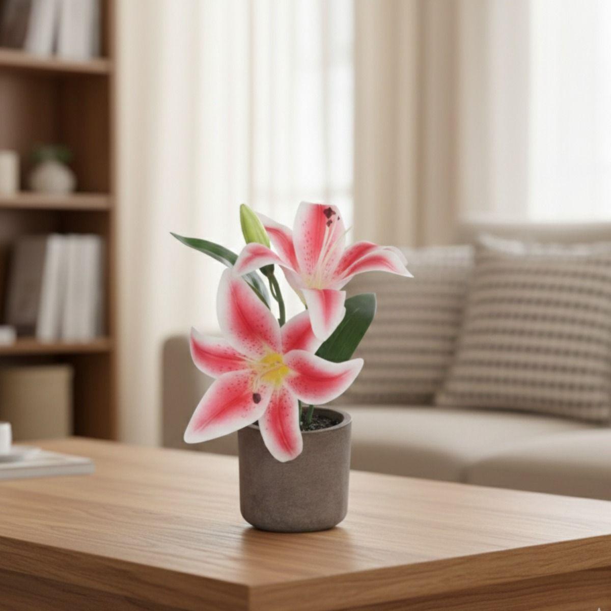 Set 2 Planta Artificial Decorativa Lirios Adorno Hogar Jhn-8