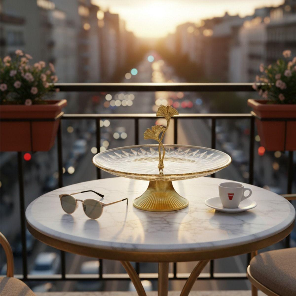 Centro Mesa Decorativo Diseño Artístico Plato Pedestal Jhn-9