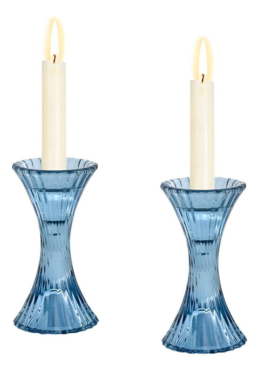 Set 2 Candelabros Portavelas Cristal Vidrio Decoración Jhn-3