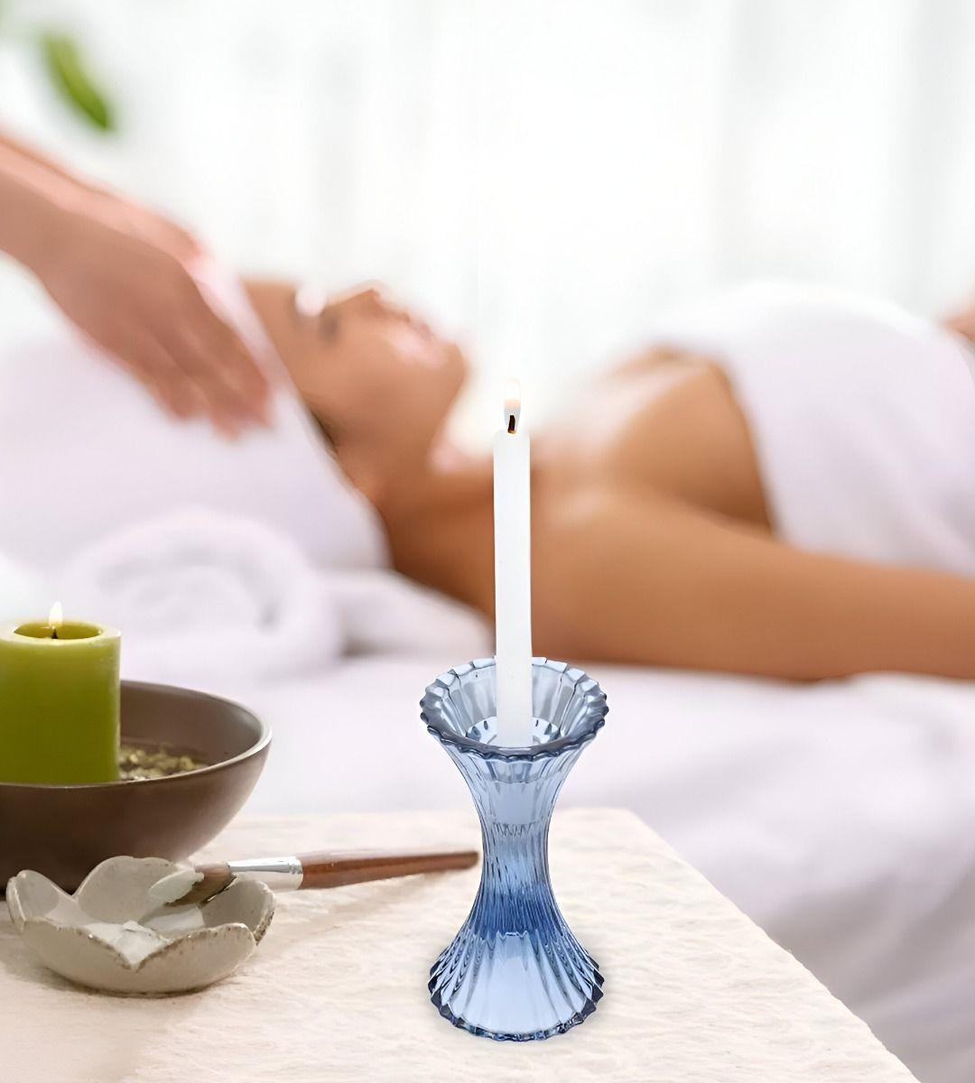 Set 2 Candelabros Portavelas Cristal Vidrio Decoración Jhn-5