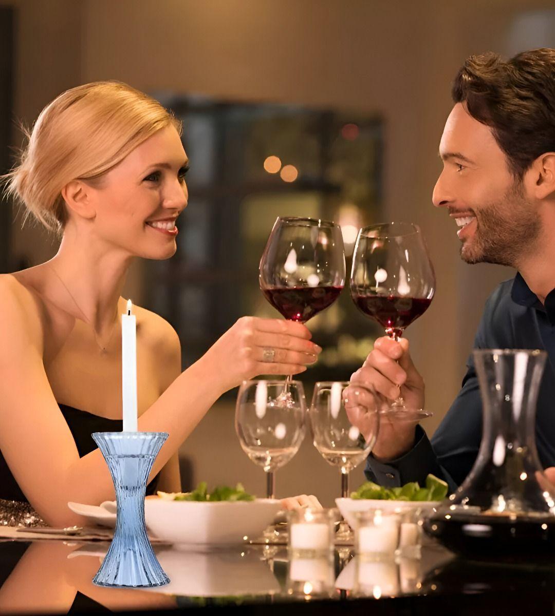 Set 2 Candelabros Portavelas Cristal Vidrio Decoración Jhn-6