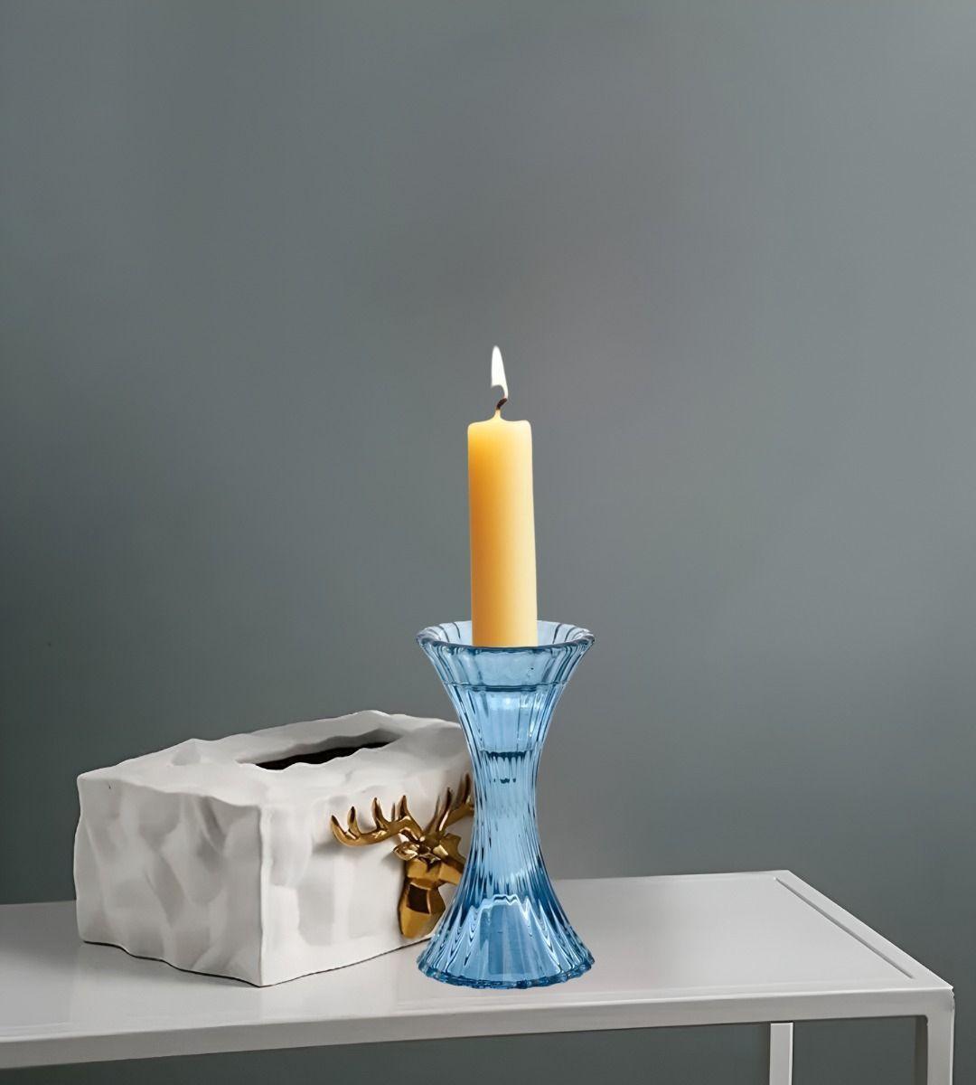 Set 2 Candelabros Portavelas Cristal Vidrio Decoración Jhn-9