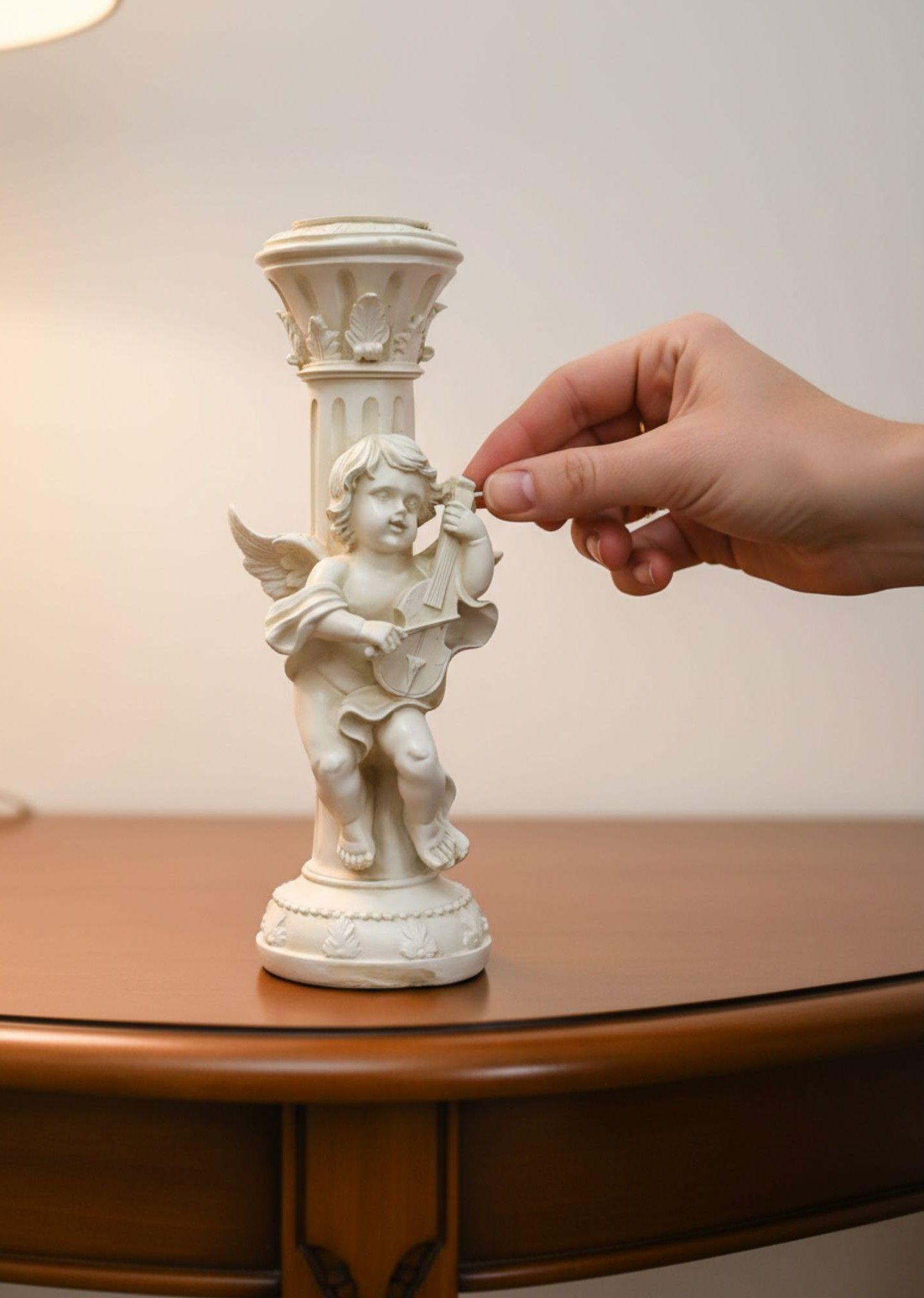 Portavelas Decorativo Querubín Estilo Romántico Vintage Jhn-1