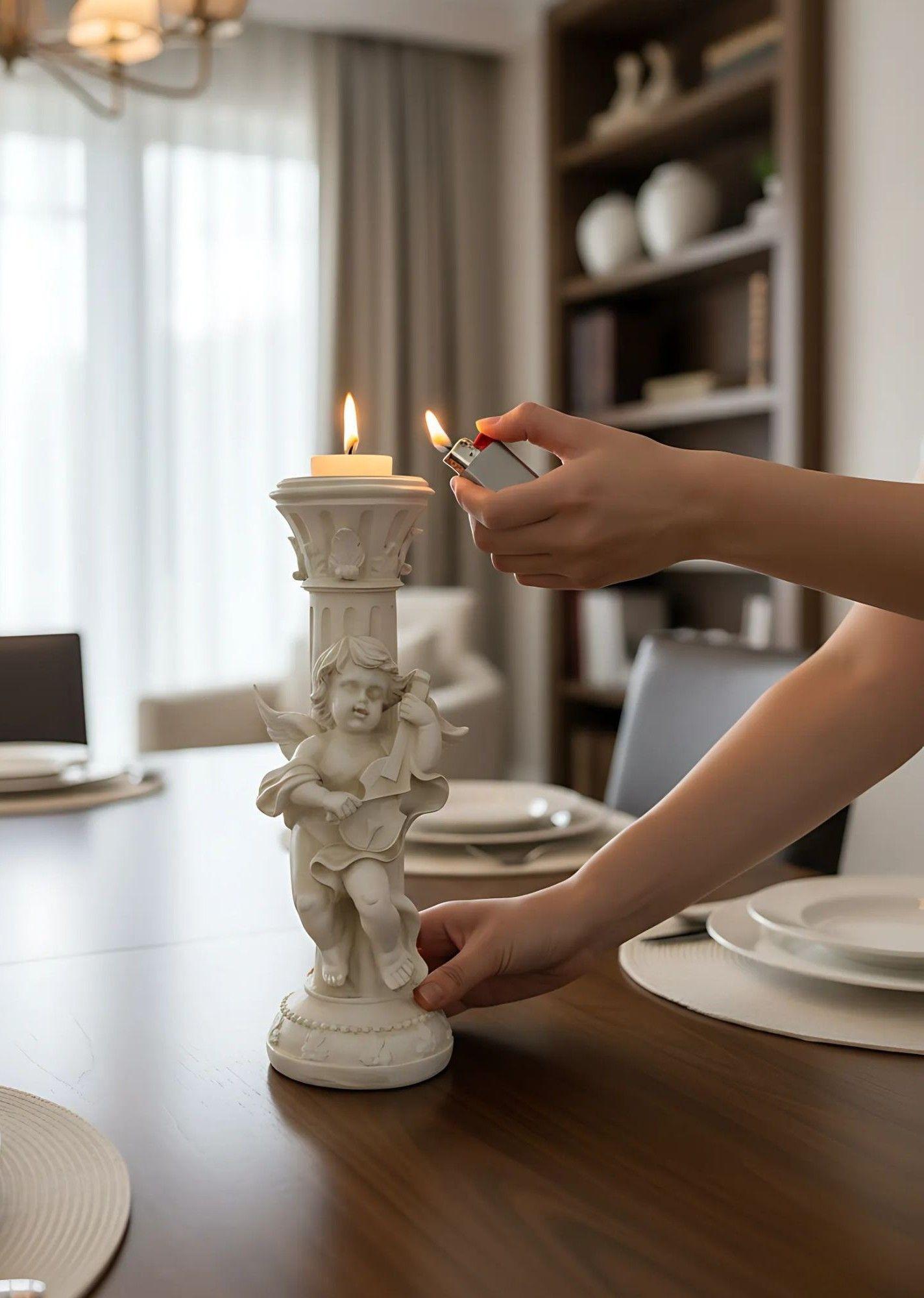 Portavelas Decorativo Querubín Estilo Romántico Vintage Jhn-2