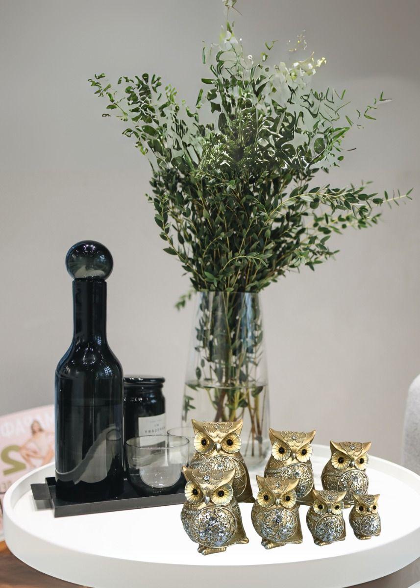 Estatua Decorativa Búho Familia Sabiduría 7 Piezas Jhn-8