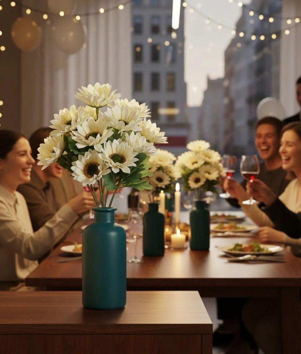 Set 2 Flores Artificiales Ramo Decorativo Margarita Jhn-2