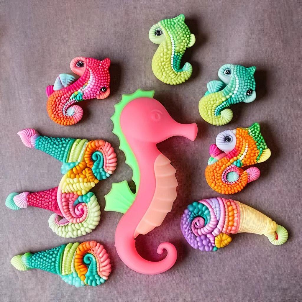 Set 3 Mordedor Diseño Hipocampo Silicona Alivio Bebes Lau-2