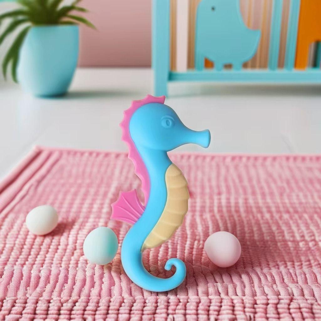 Set 3 Mordedor Diseño Hipocampo Silicona Alivio Bebes Lau-9