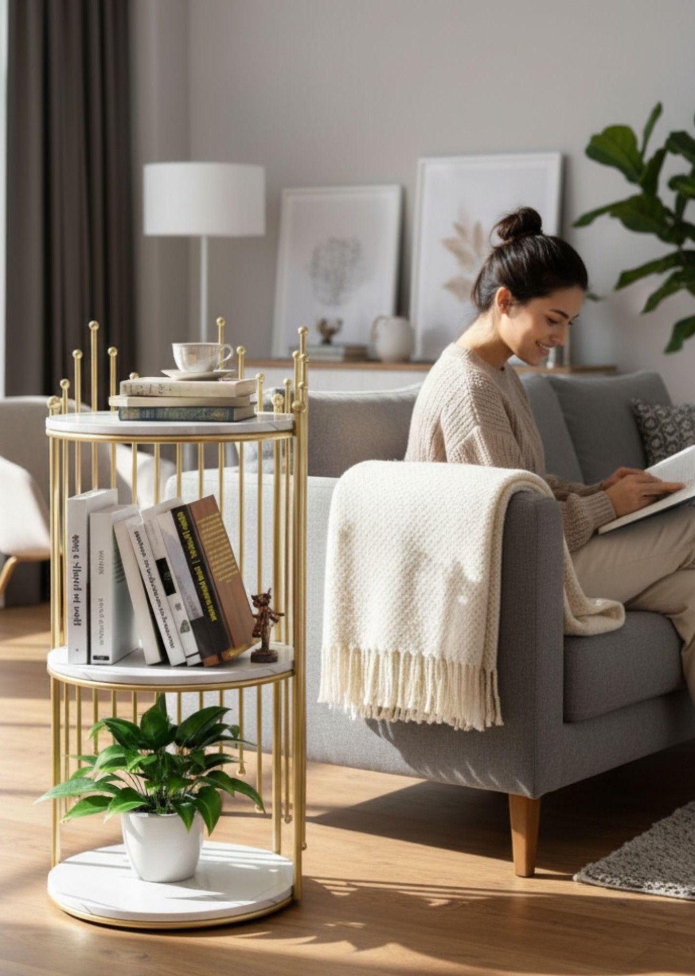 Mesa Centro Estante Decorativo Esquinero Almacenamiento Jhn-2