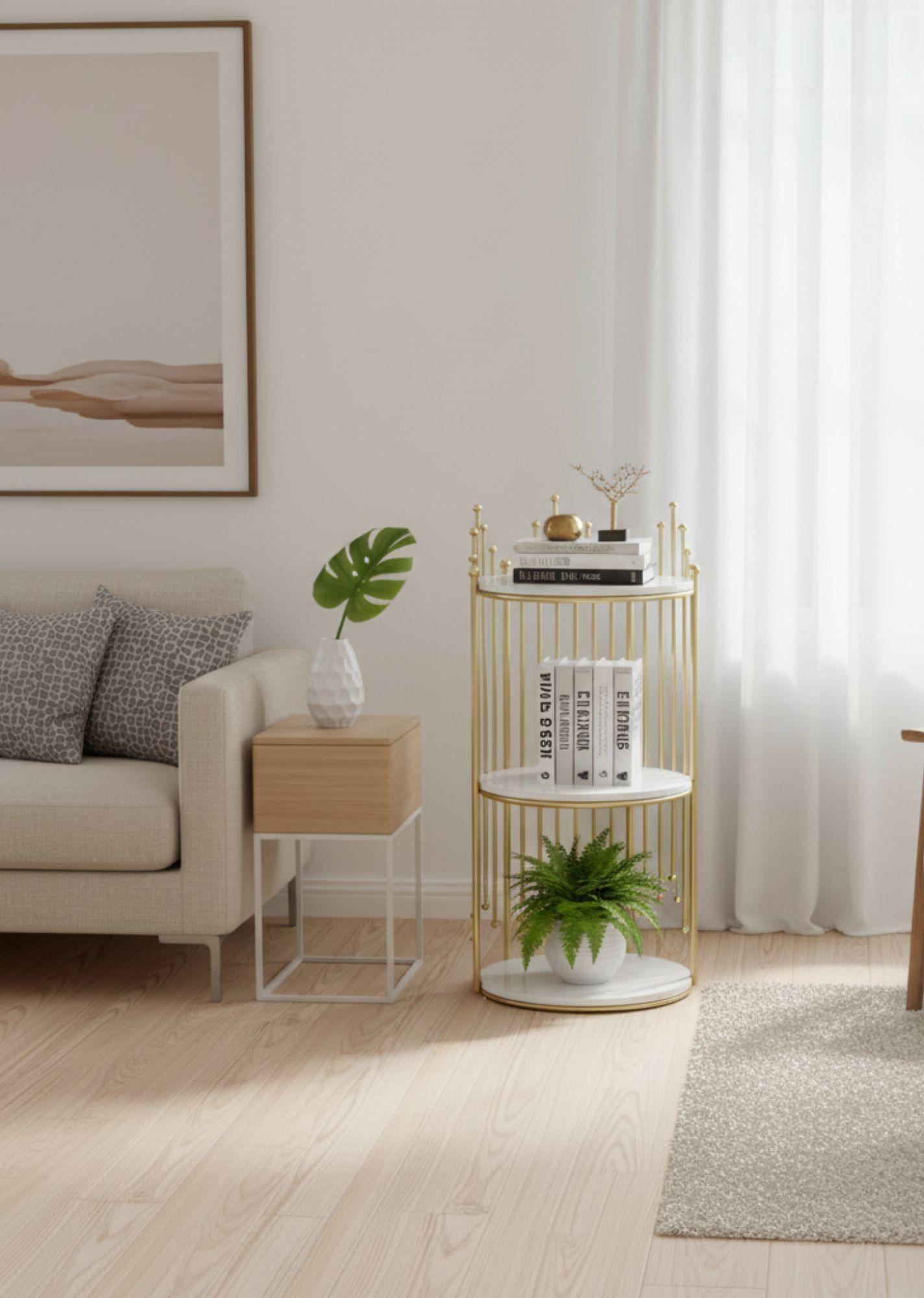 Mesa Centro Estante Decorativo Esquinero Almacenamiento Jhn-5