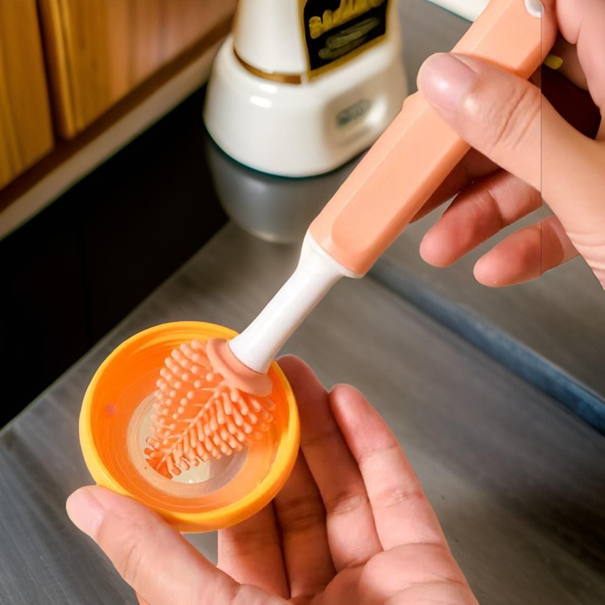 Set 3 Cepillos Silicona Limpia Mamadera Biberon Bebes Lau-2