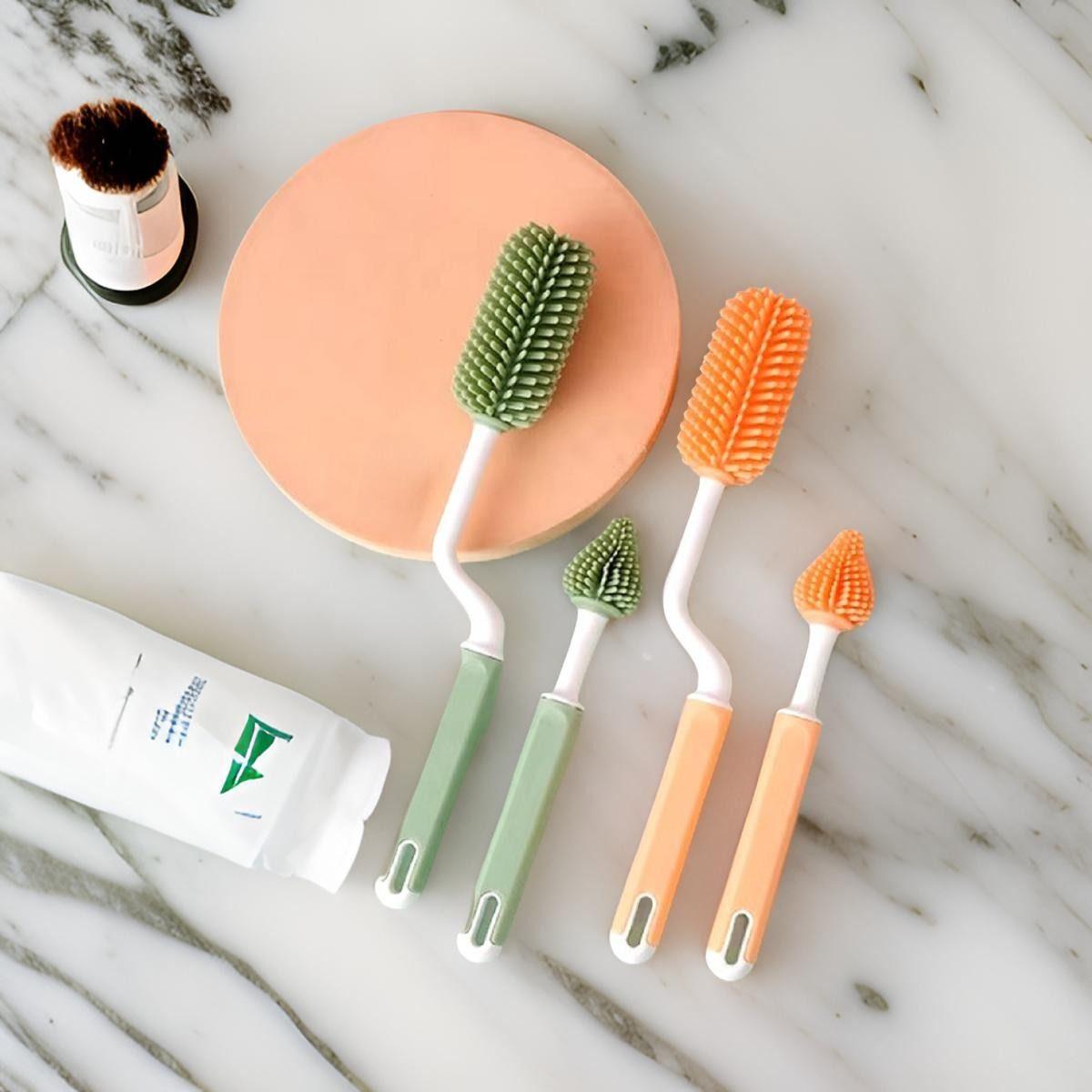 Set 3 Cepillos Silicona Limpia Mamadera Biberon Bebes Lau-7