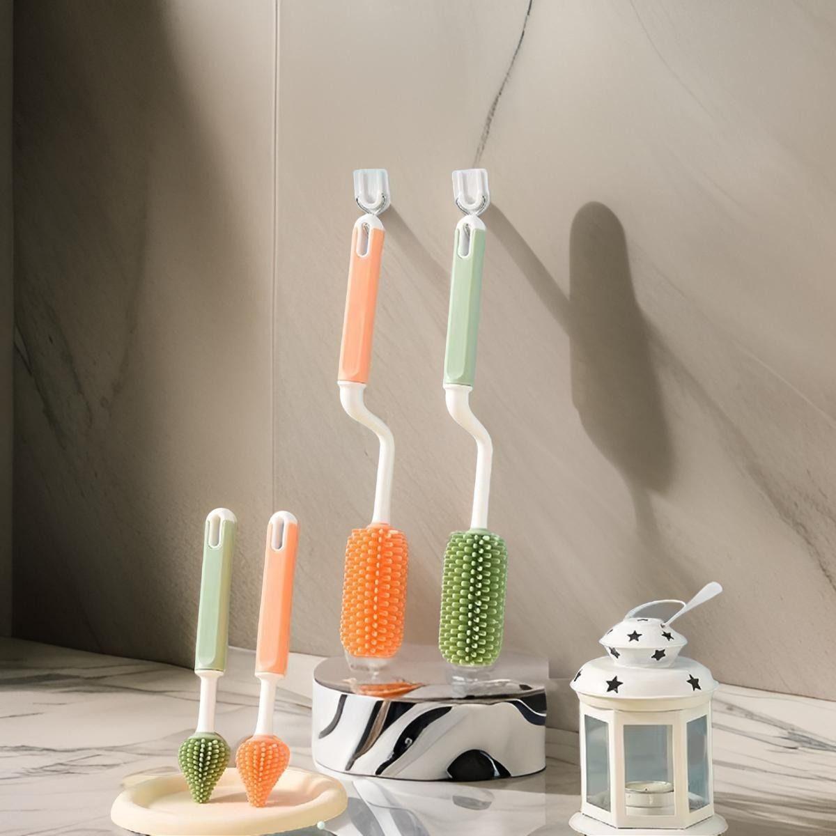 Set 3 Cepillos Silicona Limpia Mamadera Biberon Bebes Lau-9