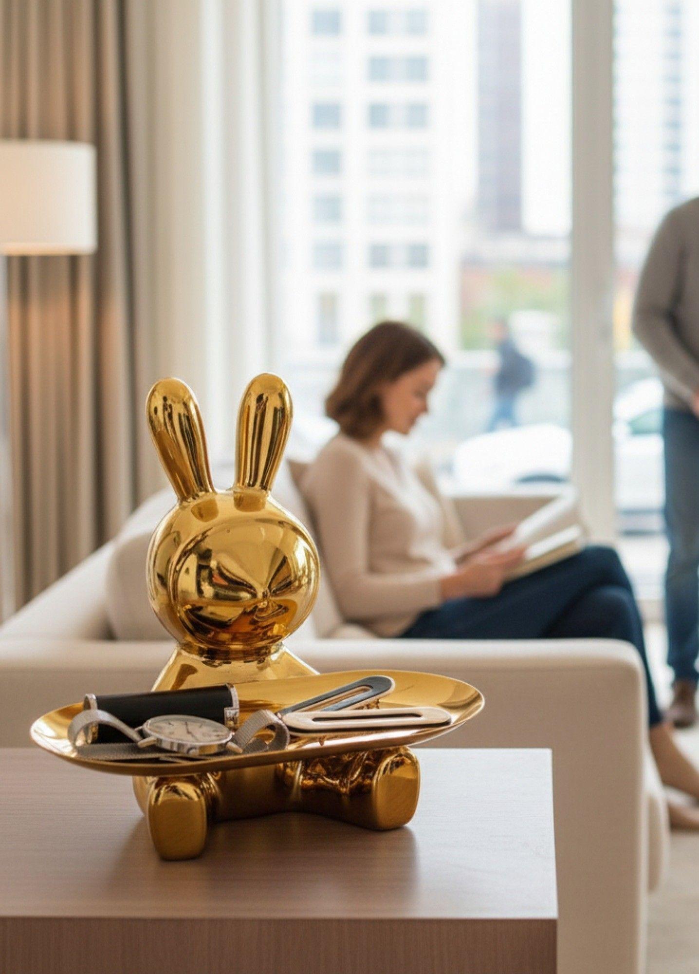 Figura Decorativa Conejo Multifuncional Bandeja Adorno Jhn-2