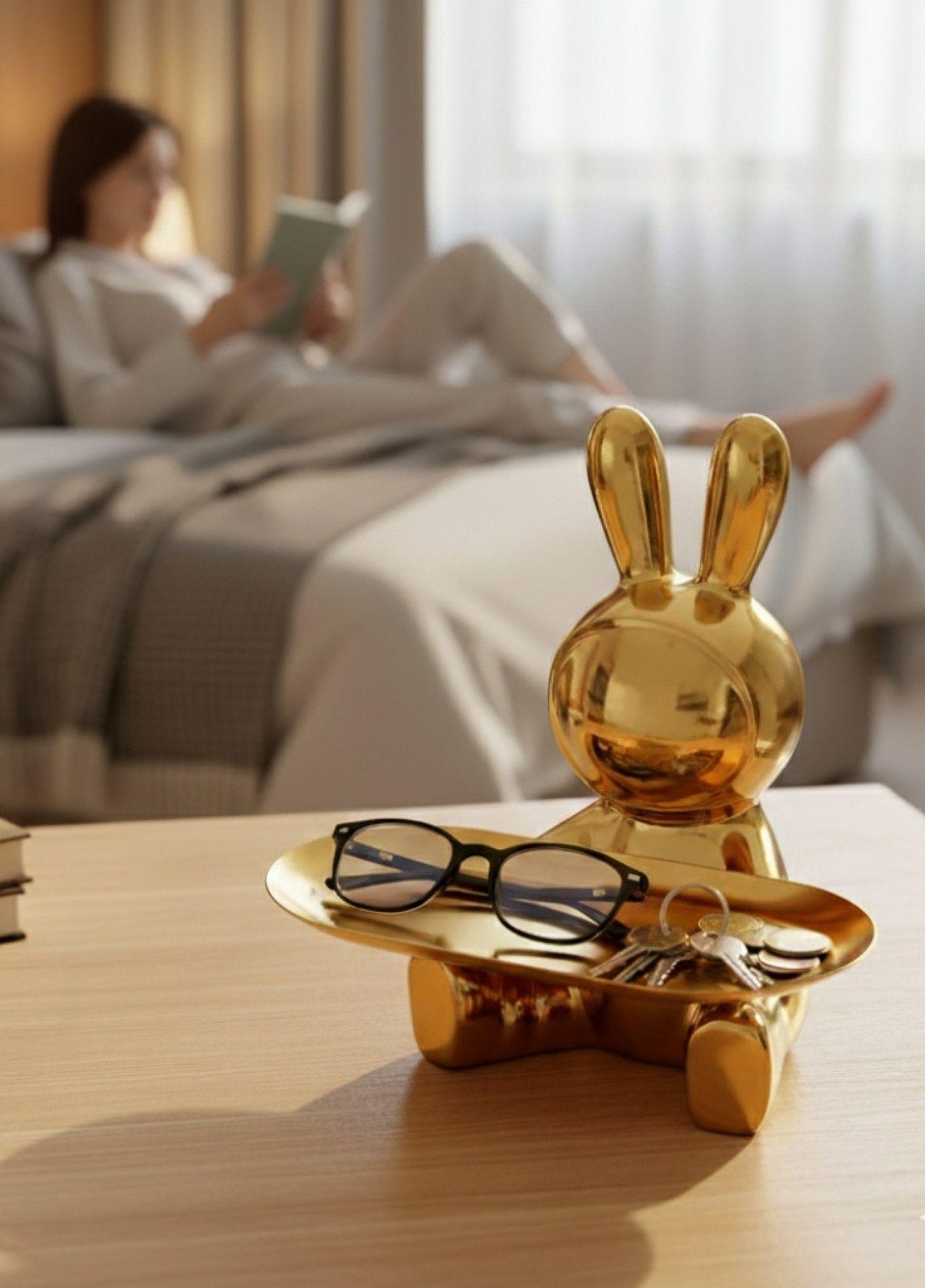 Figura Decorativa Conejo Multifuncional Bandeja Adorno Jhn-3