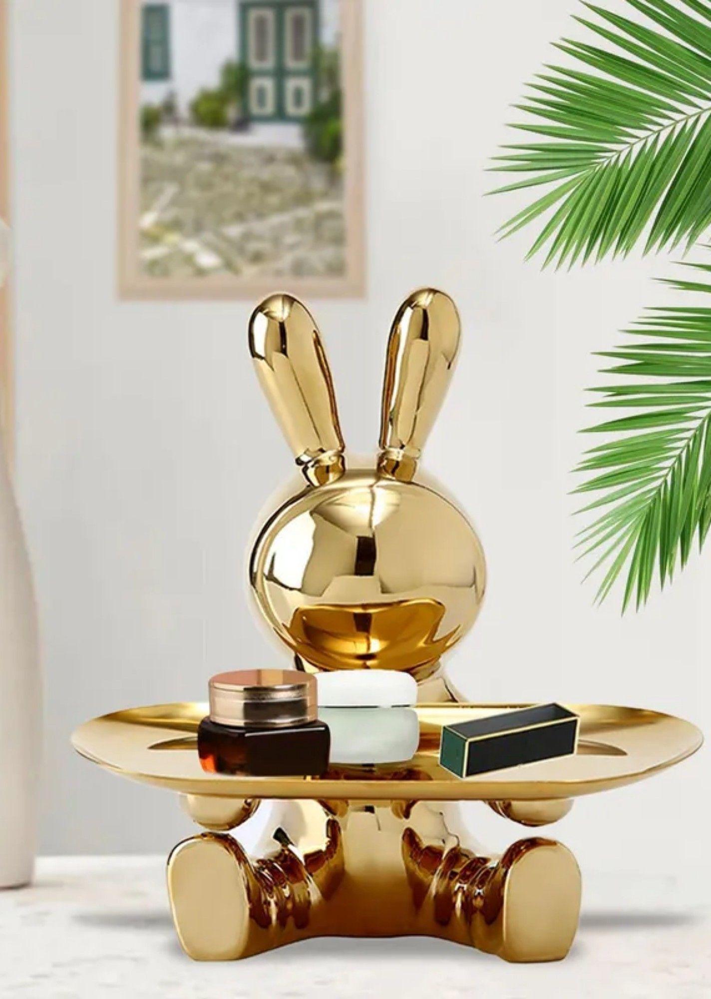 Figura Decorativa Conejo Multifuncional Bandeja Adorno Jhn-4