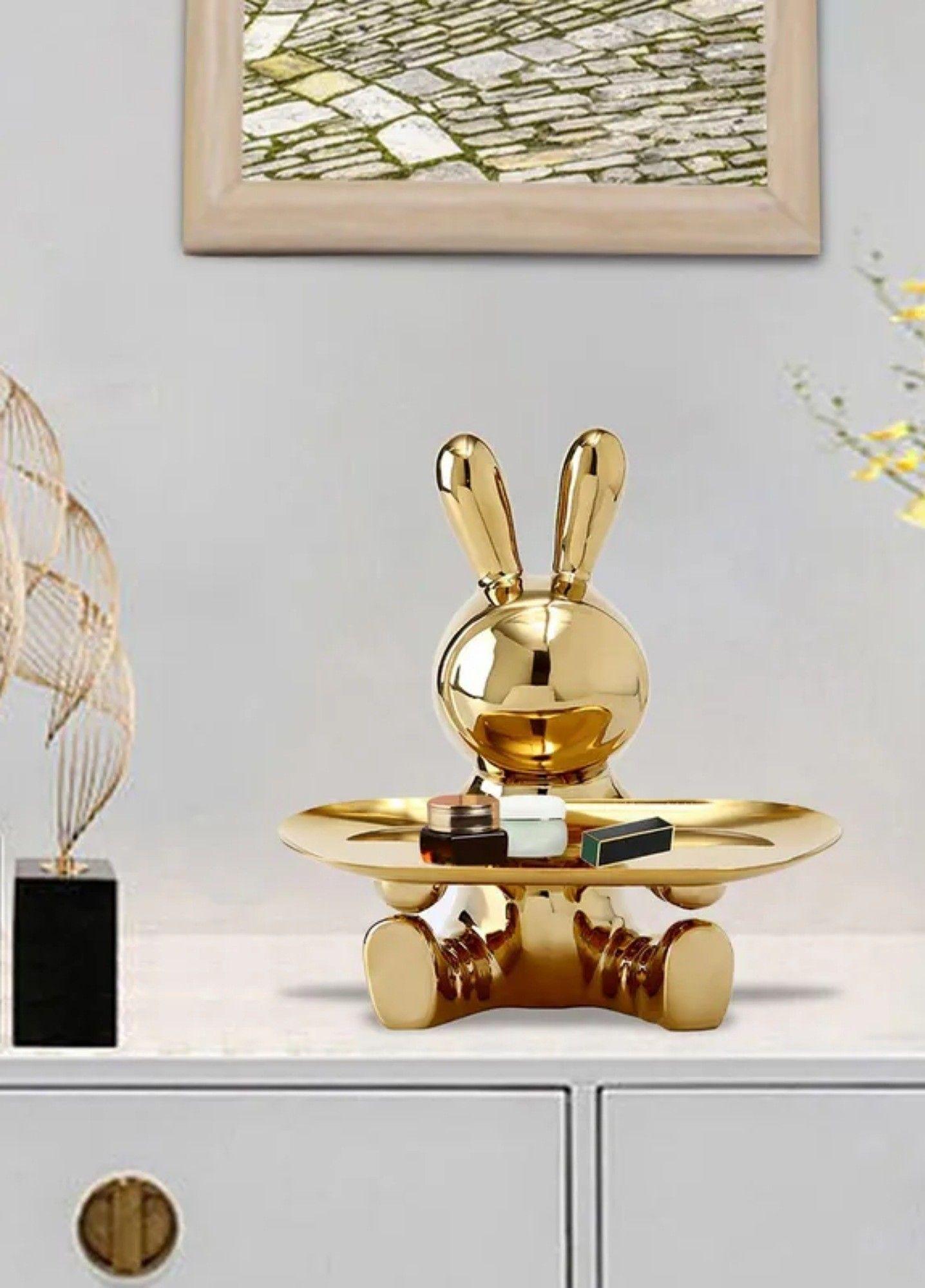 Figura Decorativa Conejo Multifuncional Bandeja Adorno Jhn-5