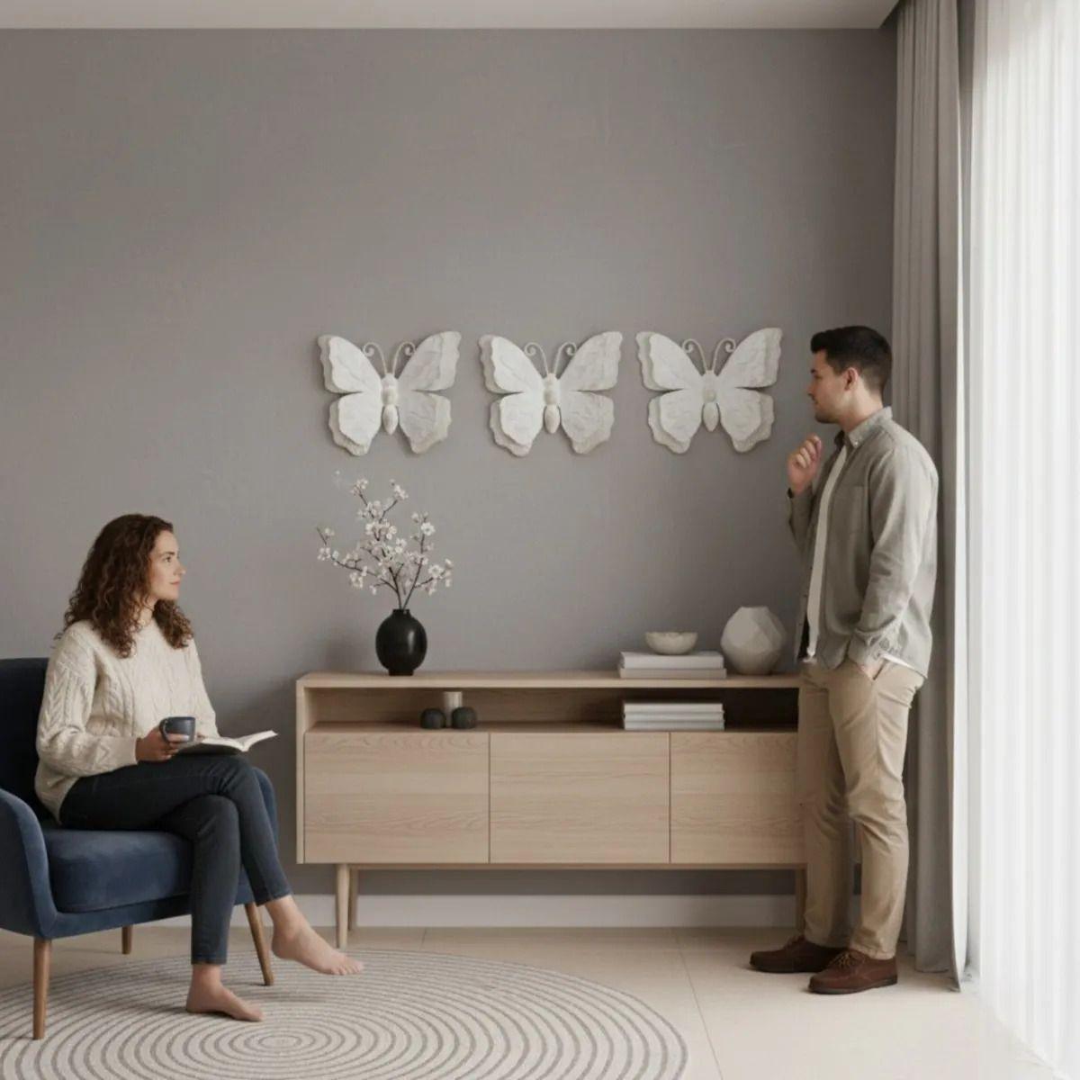 Set 3 Mariposas Figuras Decorativas Pared Estilo Vintage Jhn-3