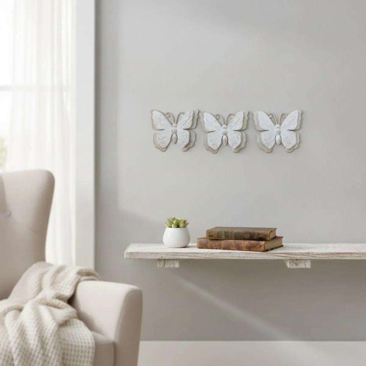 Set 3 Mariposas Figuras Decorativas Pared Estilo Vintage Jhn-6