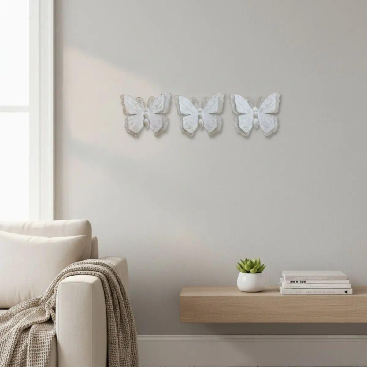 Set 3 Mariposas Figuras Decorativas Pared Estilo Vintage Jhn-9