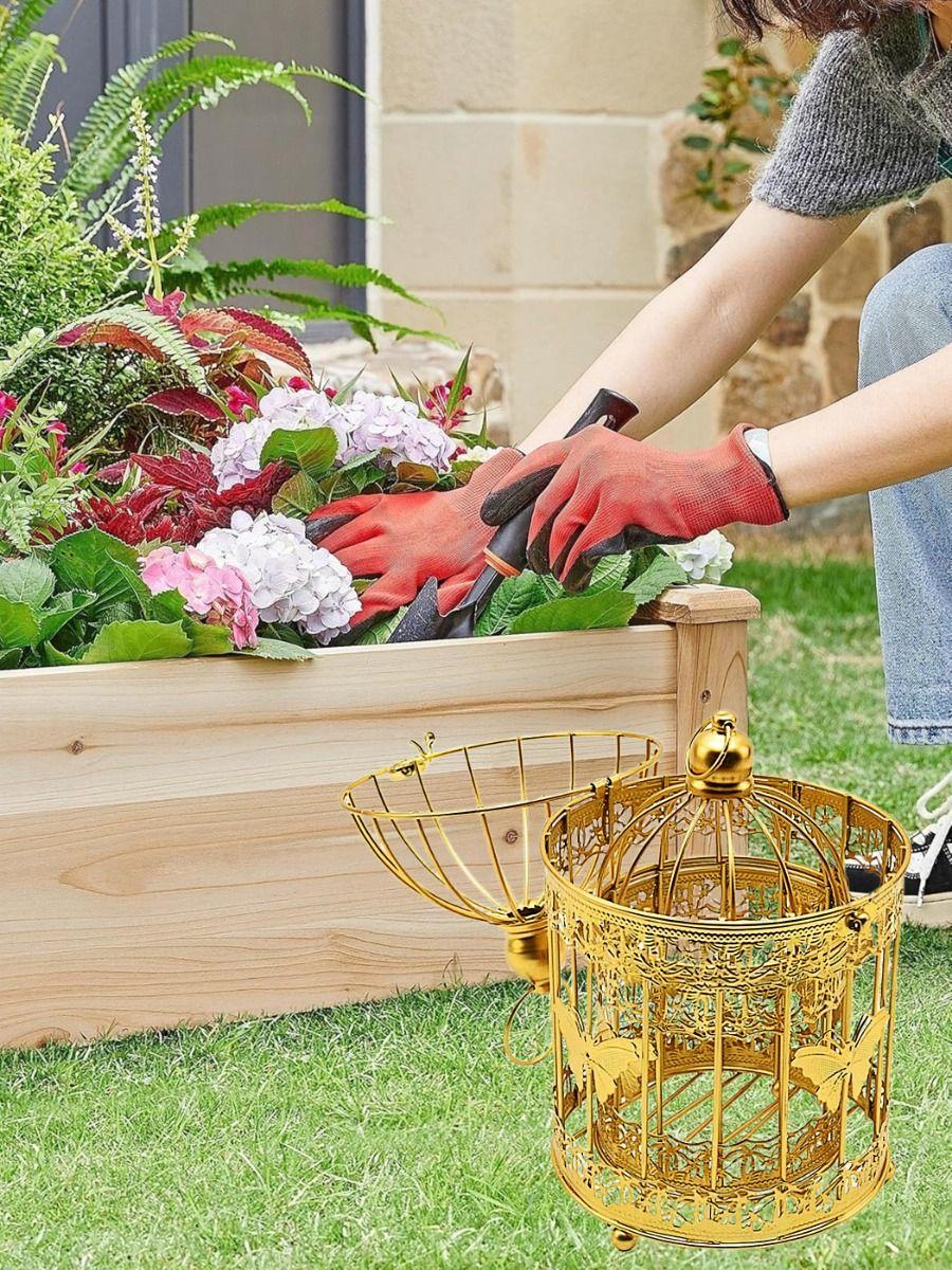 Set Portavelas Forma Jaula Decoración Colgante Flores Jhn-3