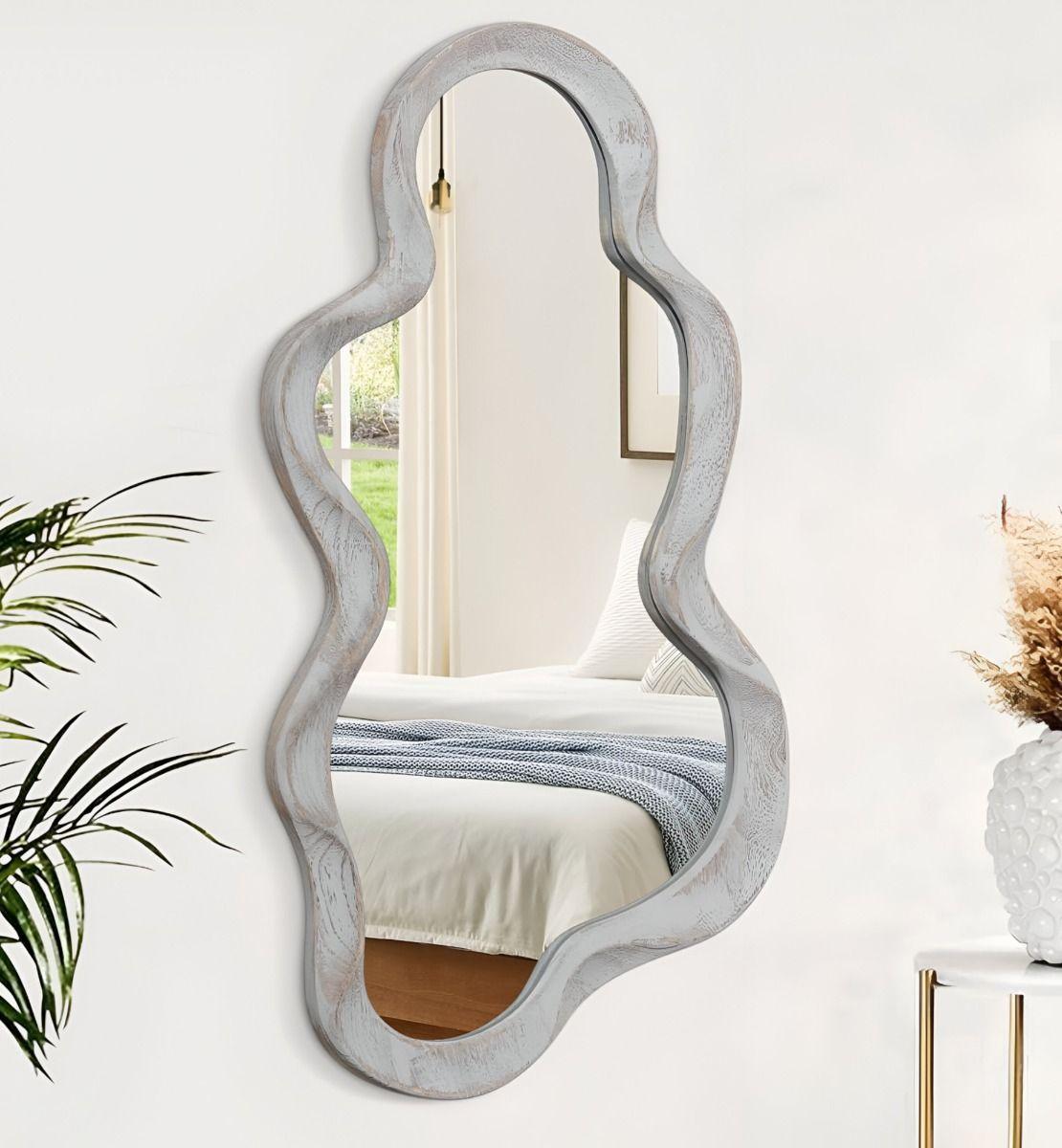 Espejo Pared Irregular Ondulado Nube Decorativo Blanco Jhn-3