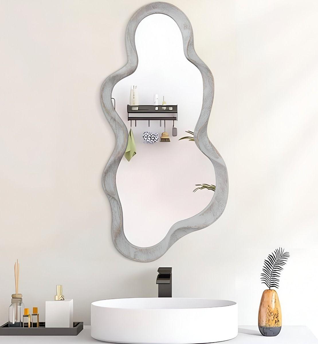 Espejo Pared Irregular Ondulado Nube Decorativo Blanco Jhn-4