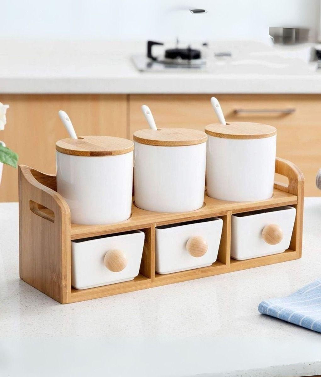 Juego Recipiente Organizador Contenedor Soporte Tapa Jhn-5