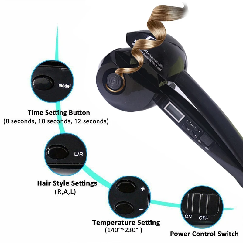 Rizador Pelo Automático Niña Mujer Eléctrica LCD Rondon-6